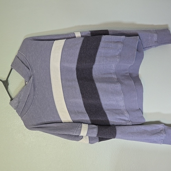Pink Rose Light Blue Striped Hoodie Size Large - Picture 1 of 5